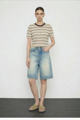 Vintage Wash Straight Cutoff Shorts