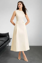 Elegant A Line Flared Sleeveless Work Dress