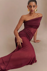 Tulle Paneled Strapless Ruched Sheer Formal Dress