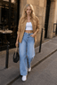 Washed Street Style Wide Leg Jeans