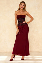 Fishtail Lace Spliced Strapless Backless Prom Dress
