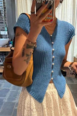 Knitted V-Neck Cropped Cardigan