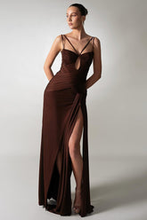 Ruched Backless Maxi Formal Dress