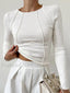 Basic Piping Long Sleeve Top Off White / XS T Shirts