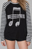Street Note Letter Print Striped T-shirt
