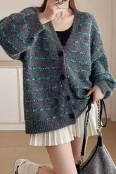 Plus Size Striped Knit Sweater