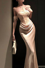 Romantic Strapless Mermaid Long Slim Bodycon Formal Dress