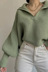 Long Sleeve Collar Knit Sweater