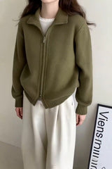 High Neck Double Zip Sweater