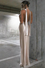 Sexy Backless High Waist Satin Dress