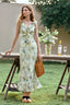 Leaf Edge V-neck Ruffle Vacation Floral Dress