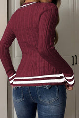 V-Neck Long Sleeve Knit Sweater