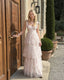 Pink Backless Strap Tiered Floral Dress