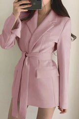 Belted Loose Fit Straight Blazer