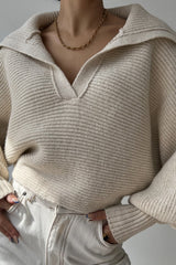 Long Sleeve Collar Knit Sweater