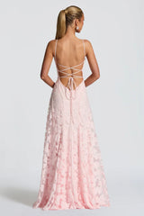 Elegant Backless Brocade Lace Cami Tie Boho Dress