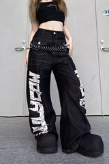Street Style Graphic Patchwork Jeans