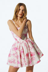 Off Shoulder Floral Ruched Mini Dress