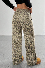 Leopard Print Loose Wide Leg Versatile Casual Pants