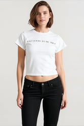 Letter Print Crop T-shirts