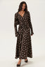 Polka Dot V Neck Bell Sleeve Midi Dress