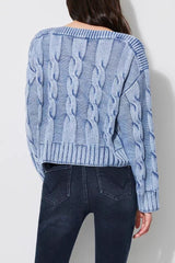 Vintage Cable Knit Off-Shoulder Sweater