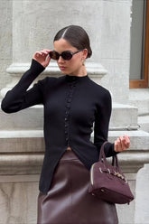 Fitted Button Up Knit Sweater