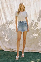 High Waist Stretch Denim Bodycon Skirt