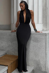 Sexy V Neck Backless Hooded Bodycon Dress