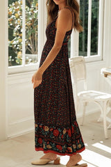 Bohemian Floral V Neck Cami Flare Boho Dress