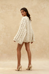 Oversized Cable Knit Crew Neck Sweater