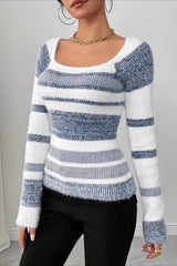 Casual Stripe Color Block Sweater