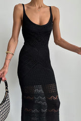 Cami U-Neck Crochet Knit Maxi Sweater Dress