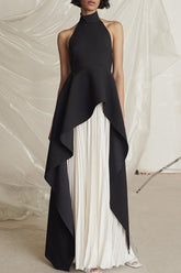 Halter Neck Pleated Prom Dress