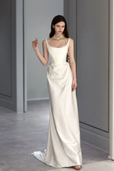 Minimalist High End Elegant Satin Wedding Dress