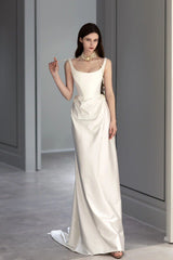 Minimalist High End Elegant Satin Wedding Dress
