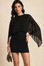 Sheer Cape Sleeve Ruched Bodycon Mini Dress