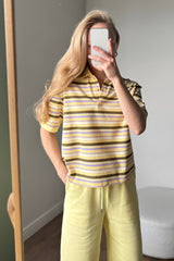 Vintage Stripe Contrast Polo T-Shirt