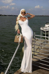 Bandage Mesh Strapless Prom Dress