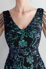 Elegant Long Slim Sequin Formal Event Sequin Dress