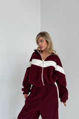 Athletic Zip Front Top Pants Activewear Set