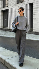 Solid Knit Crew Neck Sweater