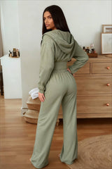 Hooded Drawstring Two Piece Pants Set
