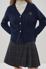 Chic Embroidered Cable Knit Cardigan
