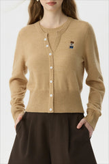 Wool Blend College Style Cardigan