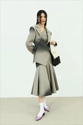 Irregular Collar Cotton Blazer