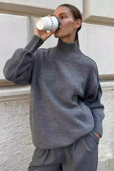 Colorblock Turtleneck Knit Sweater