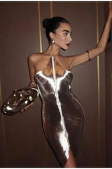 Chic Tassel Halter Backless Cocktail Dress