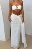 Bandeau Metallic Color Block Crop Stripe Two Piece Set