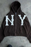 Embroidered Floral Print Zip Hoodie
